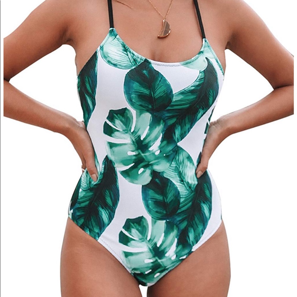 Tropical one piece swimsuit
